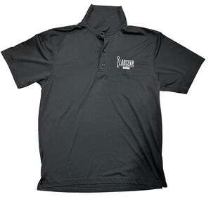 Larceny Bourbon Mens Medium Collared Polo‎ Black White Embroidered Logo EUC